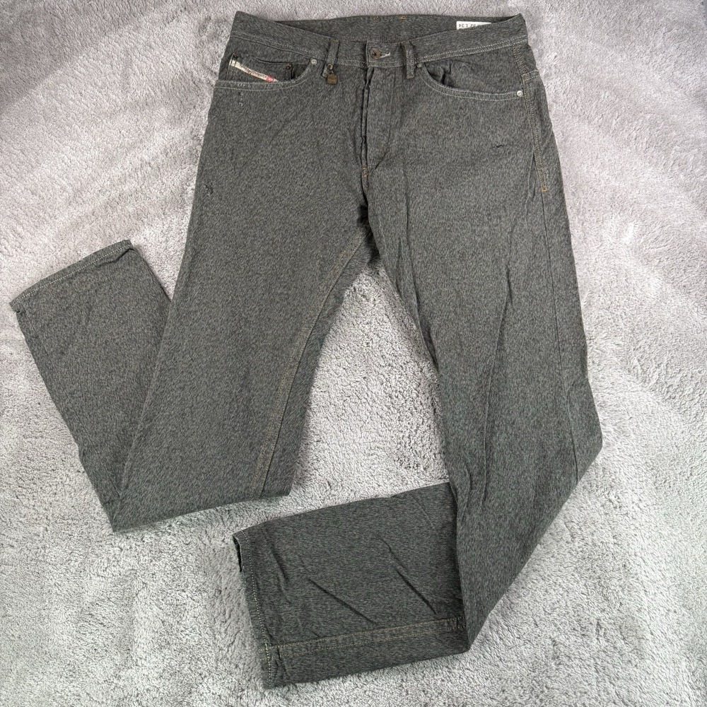 Diesel Braddom Jeans Mens 34x35 Gray Slim Carrot Italy Designer Denim Fade